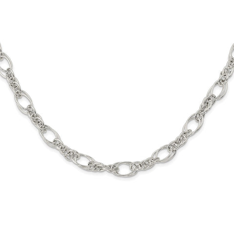 Sterling Silver Polished Fancy Link 18in Necklace-WBC-QG5970-18