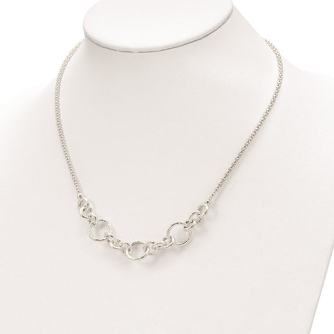 Sterling Silver Textured Fancy Link  w/ 2in ext Necklace-WBC-QG5972-16