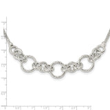 Sterling Silver Textured Fancy Link  w/ 2in ext Necklace-WBC-QG5972-16