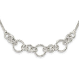 Sterling Silver Textured Fancy Link  w/ 2in ext Necklace-WBC-QG5972-16