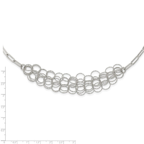 Sterling Silver Rhodium-plated Polished/Textured Circles Necklace-WBC-QG5974-20