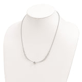Sterling Silver Rhodium-plated Polished Beaded w/ 2.5in ext. Necklace-WBC-QG5977-17.5