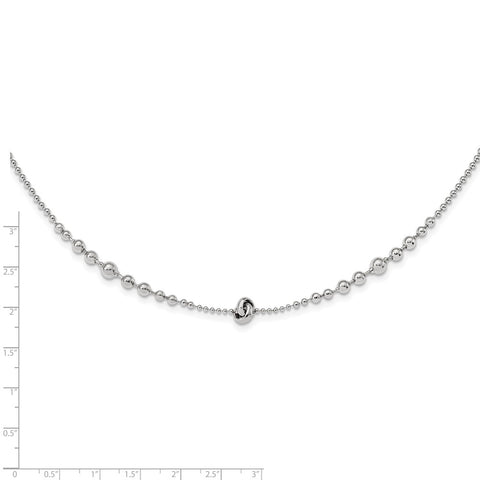 Sterling Silver Rhodium-plated Polished Beaded w/ 2.5in ext. Necklace-WBC-QG5977-17.5