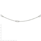 Sterling Silver Rhodium-plated Diamond-cut Oval Link Necklace-WBC-QG5981-36