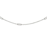 Sterling Silver Rhodium-plated Diamond-cut Oval Link Necklace-WBC-QG5981-36