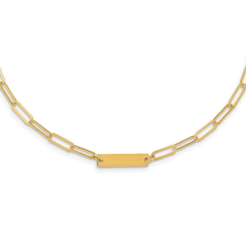 Sterling Silver Gold-plated Polished Bar Necklace w/ 2in ext. Necklace-WBC-QG5983-17