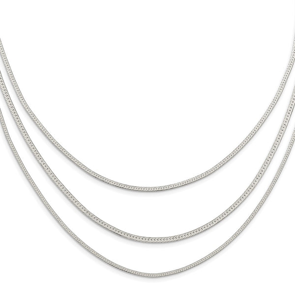 Sterling Silver Rhodium-plated Polished multi-strand w/ 2.75in ext. Necklac-WBC-QG5985-17.5