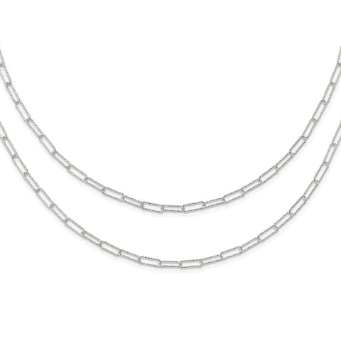 Sterling Silver Two D/C Fancy Link w/1.25 in ext. Necklace-WBC-QG5988-16.25