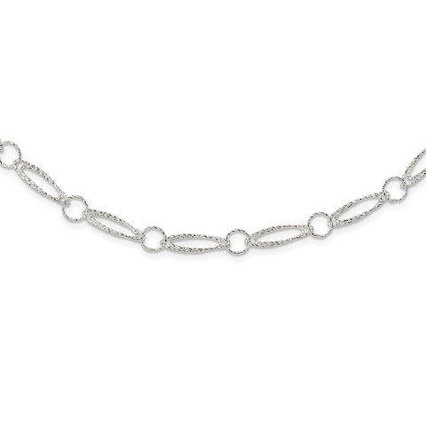 Sterling Silver Polished D/C Fancy Link Necklace-WBC-QG5989-18