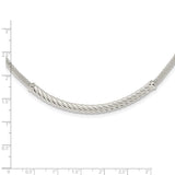Sterling Silver Polished Twisted Bar Necklace-WBC-QG5994-18