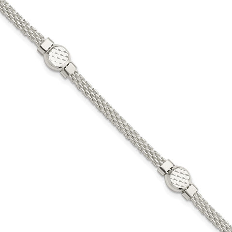 Sterling Silver Mesh Fancy Bracelet-WBC-QG5995-7.5