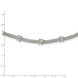 Sterling Silver Rhodium-plated Polished CZ X's Necklace-WBC-QG6000-18