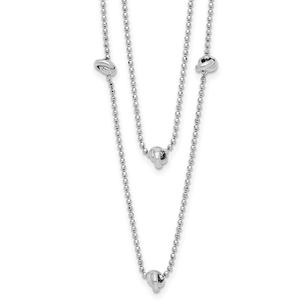 Sterling Silver Rhodium-plated Polished Multi-strand w/ 2in ext. Necklace-WBC-QG6003-16.75