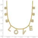 Sterling Silver Gold-tone CZ LOVE w/2in ext Necklace-WBC-QG6026-16