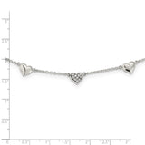 Sterling Silver Antiqued CZ Heart 17.5in w/2in ext Necklace-WBC-QG6027-17.5