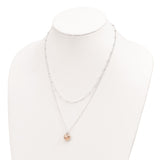 Sterling Silver & Rose-tone Beaded Heart Adjustable Necklace-WBC-QG6030-17