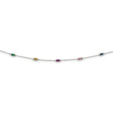 Sterling Silver Rhodium-plated Polished Multi-color CZ Necklace-WBC-QG6034-18