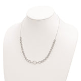 Sterling Silver Rhodium-plated Polished CZ Fancy Link w/3 in ext. Necklace-WBC-QG6039-17