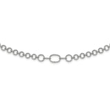 Sterling Silver Rhodium-plated Polished CZ Fancy Link w/3 in ext. Necklace-WBC-QG6039-17