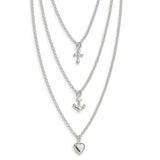 Sterling Silver Cross, Anchor, Heart Multi Strand Necklace-WBC-QG6047-16