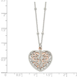 Sterling Silver & Rose-tone Polished Moveable Heart Necklace-WBC-QG6080-16