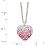 Sterling Silver Pink/Red/Clear CZ Heart w/2in ext Necklace-WBC-QG6085-18