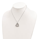 Sterling Silver Rhodium-plated Triple Open CZ Heart w/2 in ext. Necklace-WBC-QG6086-16