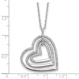 Sterling Silver Rhodium-plated Triple Open CZ Heart w/2 in ext. Necklace-WBC-QG6086-16