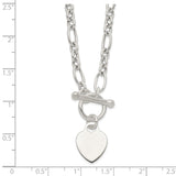 Sterling Silver Polished Heart Charm Fancy Link Necklace-WBC-QG6087-18