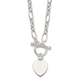 Sterling Silver Polished Heart Charm Fancy Link Necklace-WBC-QG6087-18