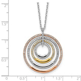 SS Rhodium-plated Gold and Rose-tone CZ Circles w/2 in ext. Necklace-WBC-QG6098-16