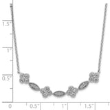 Sterling Silver Rhodium-plated Polished Fancy CZ Necklace-WBC-QG6103-17.75
