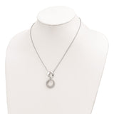 Sterling Silver Rhodium-plated  CZ Intertwined Circles w/2 in ext. Necklace-WBC-QG6108-15.5