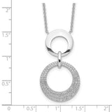 Sterling Silver Rhodium-plated  CZ Intertwined Circles w/2 in ext. Necklace-WBC-QG6108-15.5