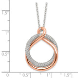 Sterling Silver Rose-tone Polished Pave CZ Twist w/2 in ext. Necklace-WBC-QG6109-15.5