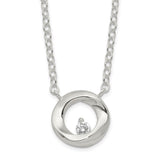 Sterling Silver Polished CZ Necklace-WBC-QG6113-18