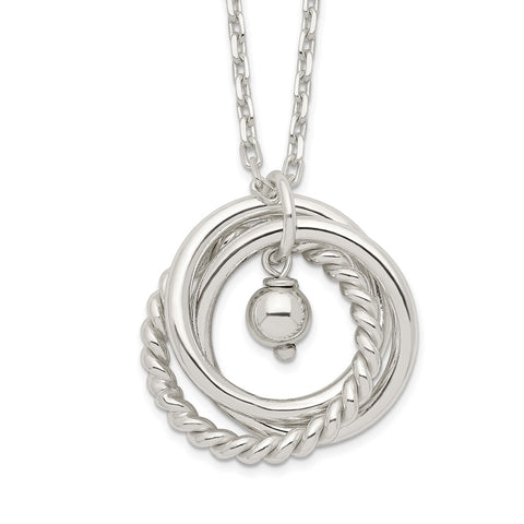 Sterling Silver 3-Circles Necklace-WBC-QG6123-16
