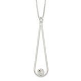 Sterling Silver D/C Ball Teardrop w/2 in ext Necklace-WBC-QG6124-15.5