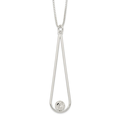 Sterling Silver D/C Ball Teardrop w/2 in ext Necklace-WBC-QG6124-15.5