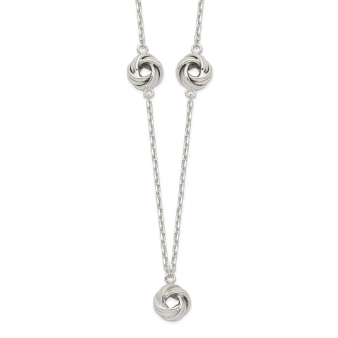 Sterling Silver Love Knot Necklace-WBC-QG6125-16