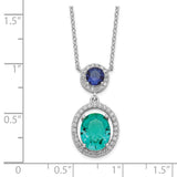 Sterling Silver Rhodium-plated CZ Glass Stone Dangle Pendant Necklace-WBC-QG6159-18
