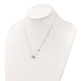 Sterling Silver Polished Floral CZ Necklace-WBC-QG6163-17.75