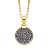 SS Gold-tone Polished Replica Phaistos Coin Pendant w/2 in ext. Necklace-WBC-QG6189-16