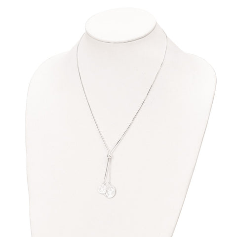 Sterling Silver Polished Medallion Adjustable Necklace-WBC-QG6190