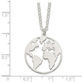 Sterling Silver Polished/Satin World w/.75 in ext Necklace-WBC-QG6202-17