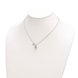 Sterling Silver RH-plate Rose Gold-plated Flamingo Heart w/1in ext Necklace-WBC-QG6204-16.5