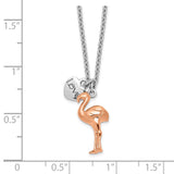 Sterling Silver RH-plate Rose Gold-plated Flamingo Heart w/1in ext Necklace-WBC-QG6204-16.5