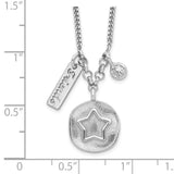 Sterling Silver Rhodium-plated Satin Star/Friends/CZ w/1.5in Ext Necklace-WBC-QG6206-16