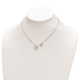 Sterling Silver Rhodium-plated Mother of Pearl Heart w/1 in Ext Necklace-WBC-QG6208-15.5