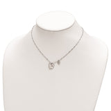 Sterling Silver Rhodium-plate Mother of Pearl Butterfly w/1in Ext Necklace-WBC-QG6209-15.5